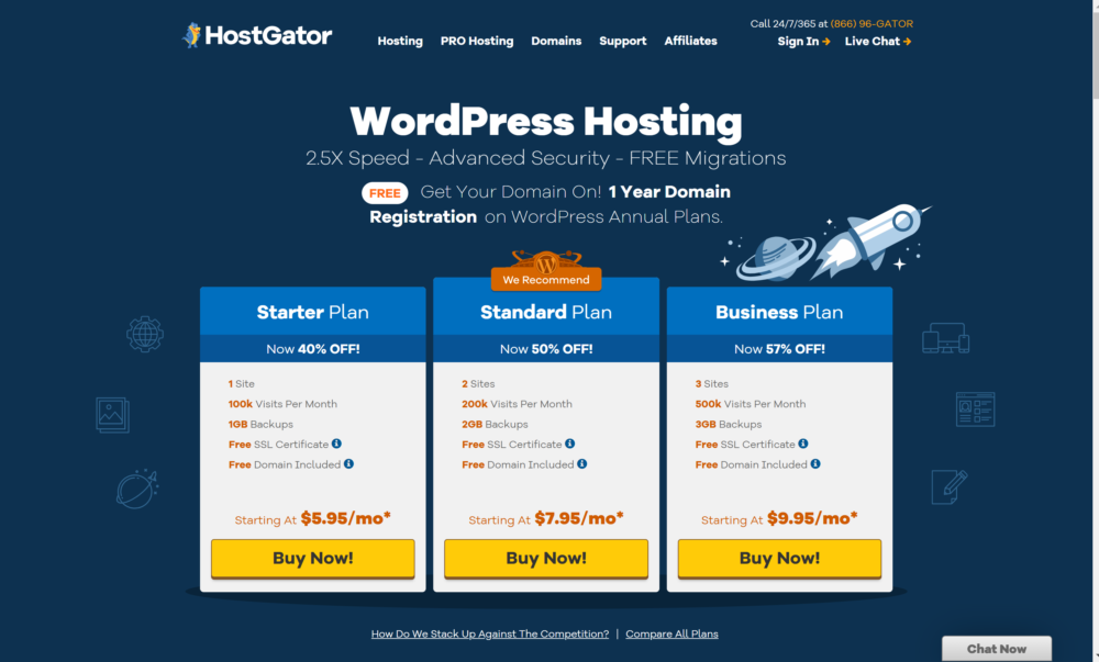 Hostgator WordPress Hosting Pricing