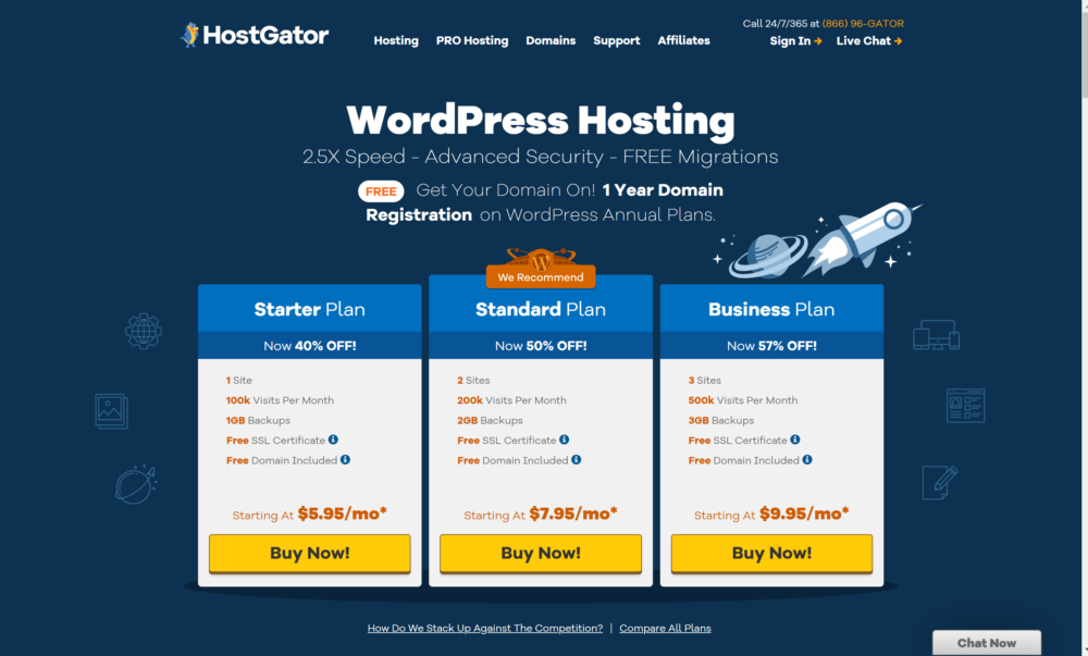 Hostgator WordPress Hosting Preise