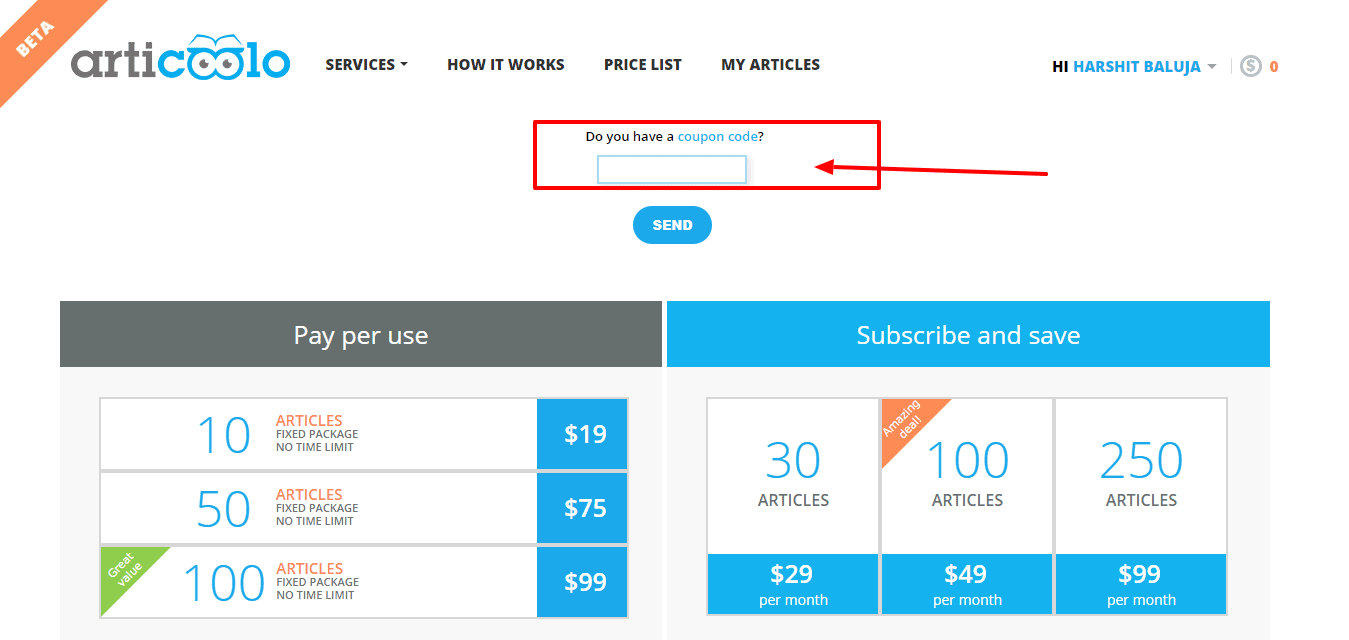 Articoolo checkout discount