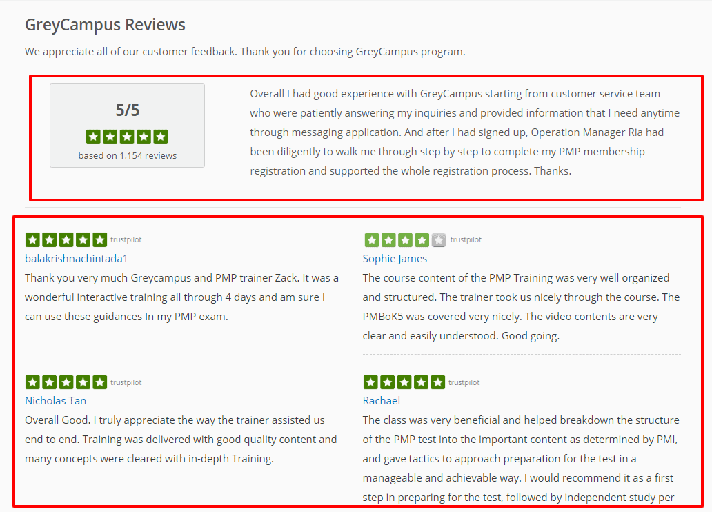 Testimonials - GreyCampus Reviews