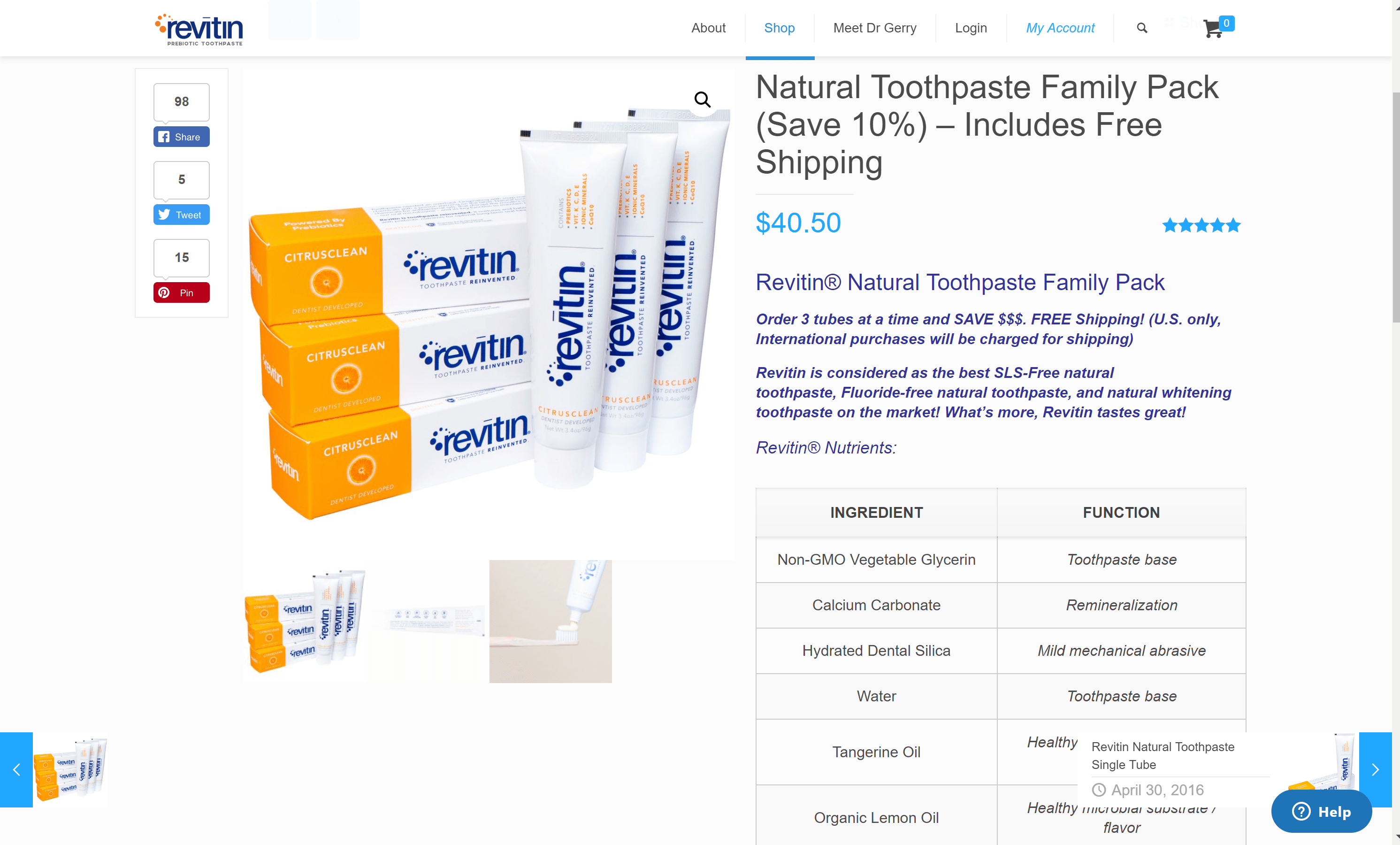 Revitin natural toothpaste- Family pack offer