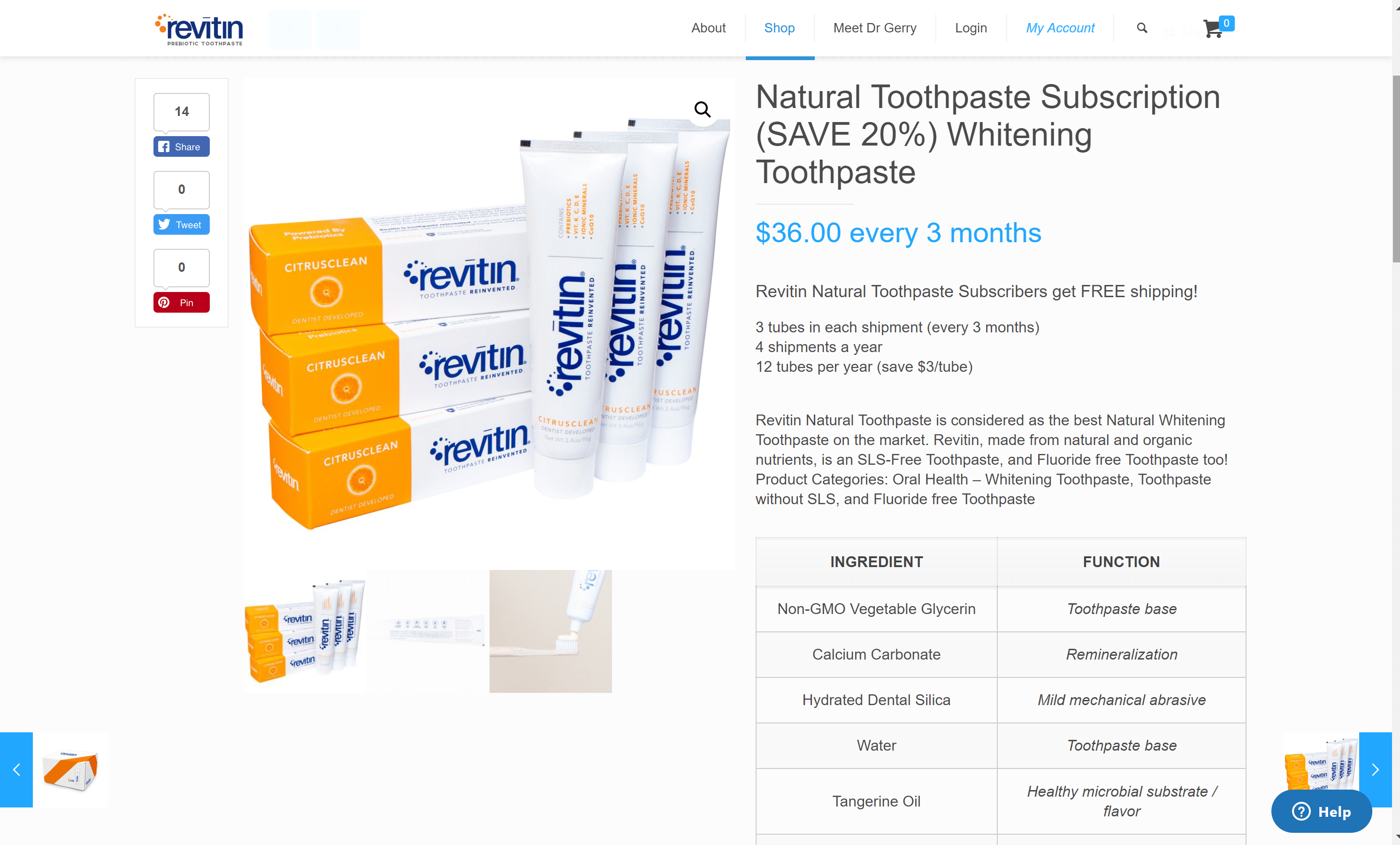 Revitin toothpaste subscription- save 20%