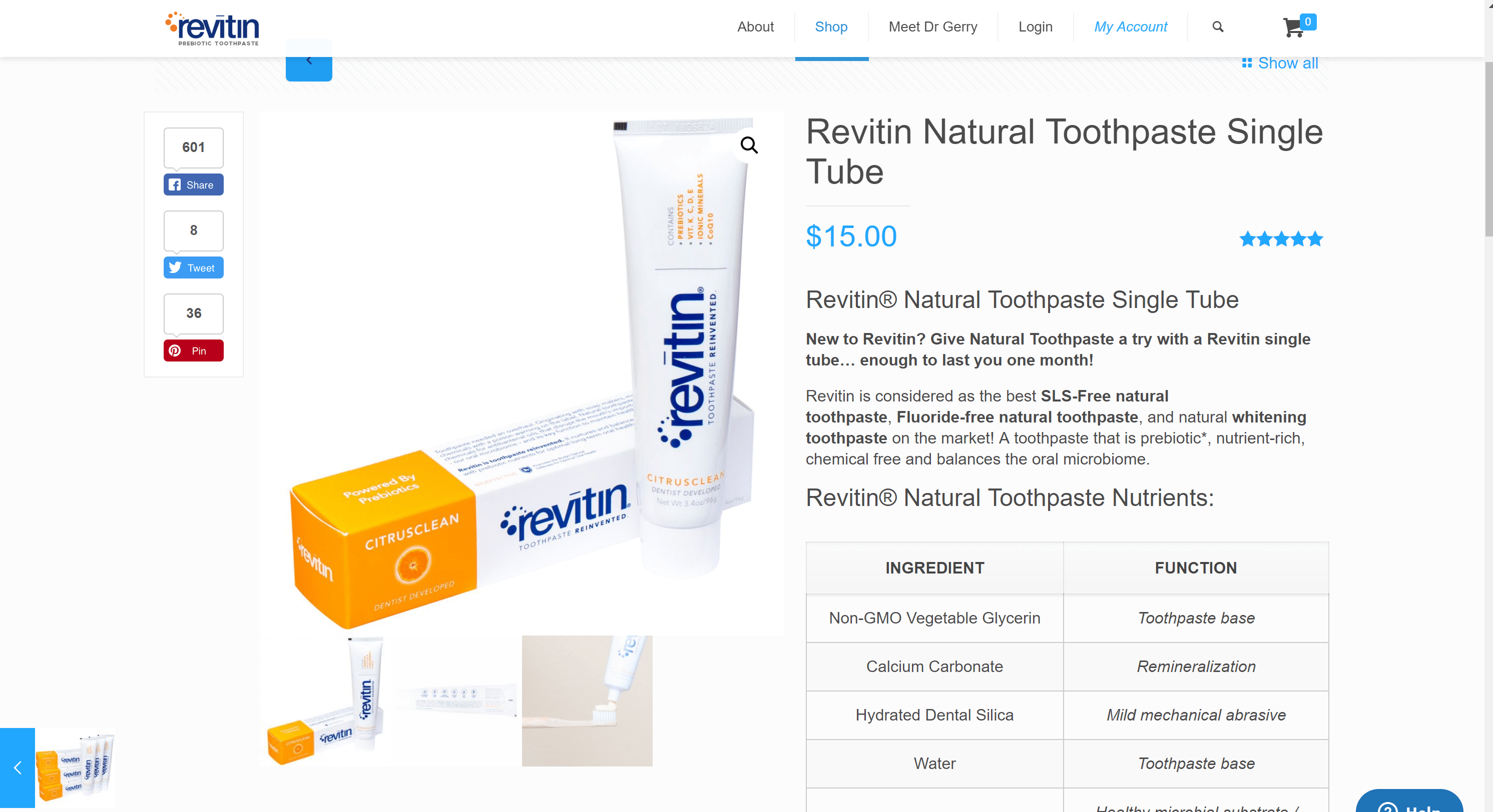 Revitin dentifrice examen - tube de dentifrice unique