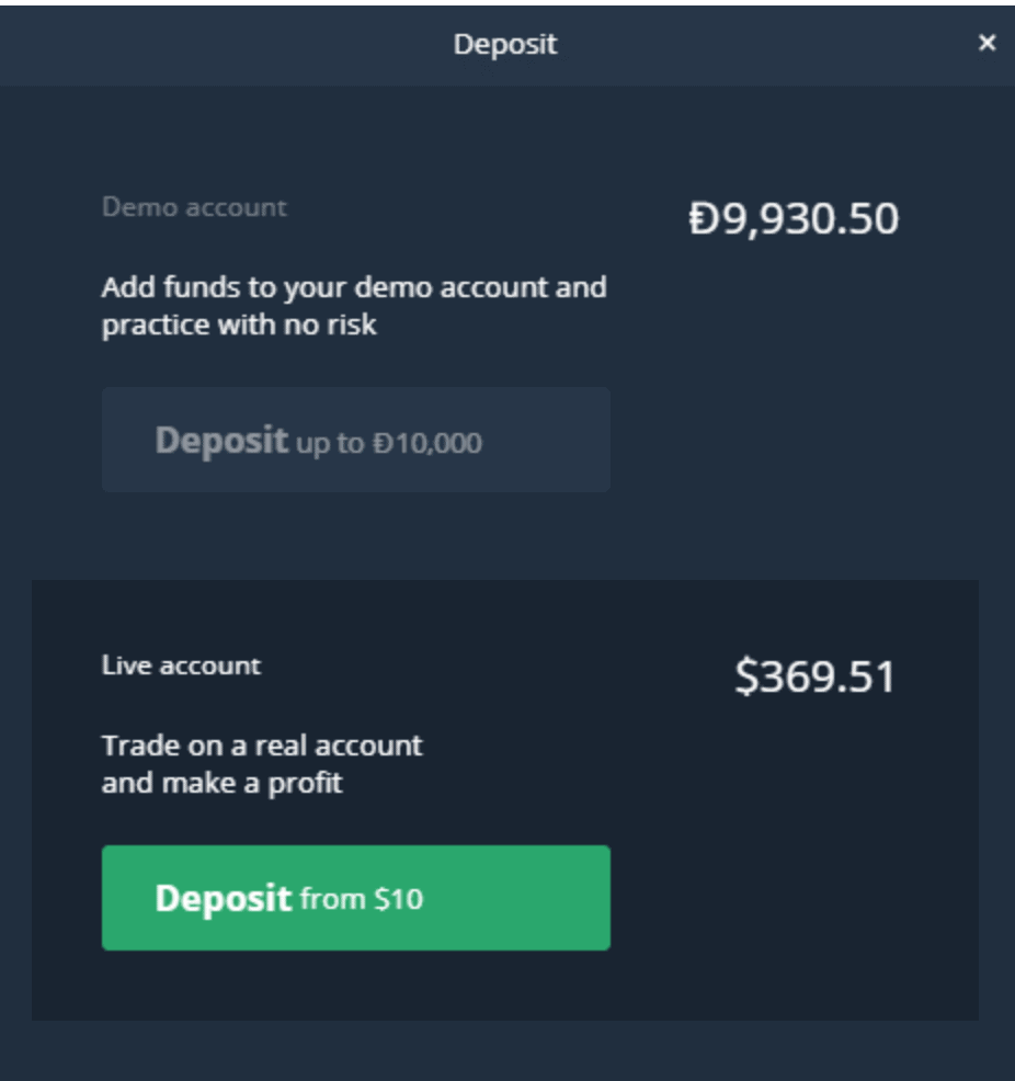 revisão para Olymp Trade - adicione fundos para começar