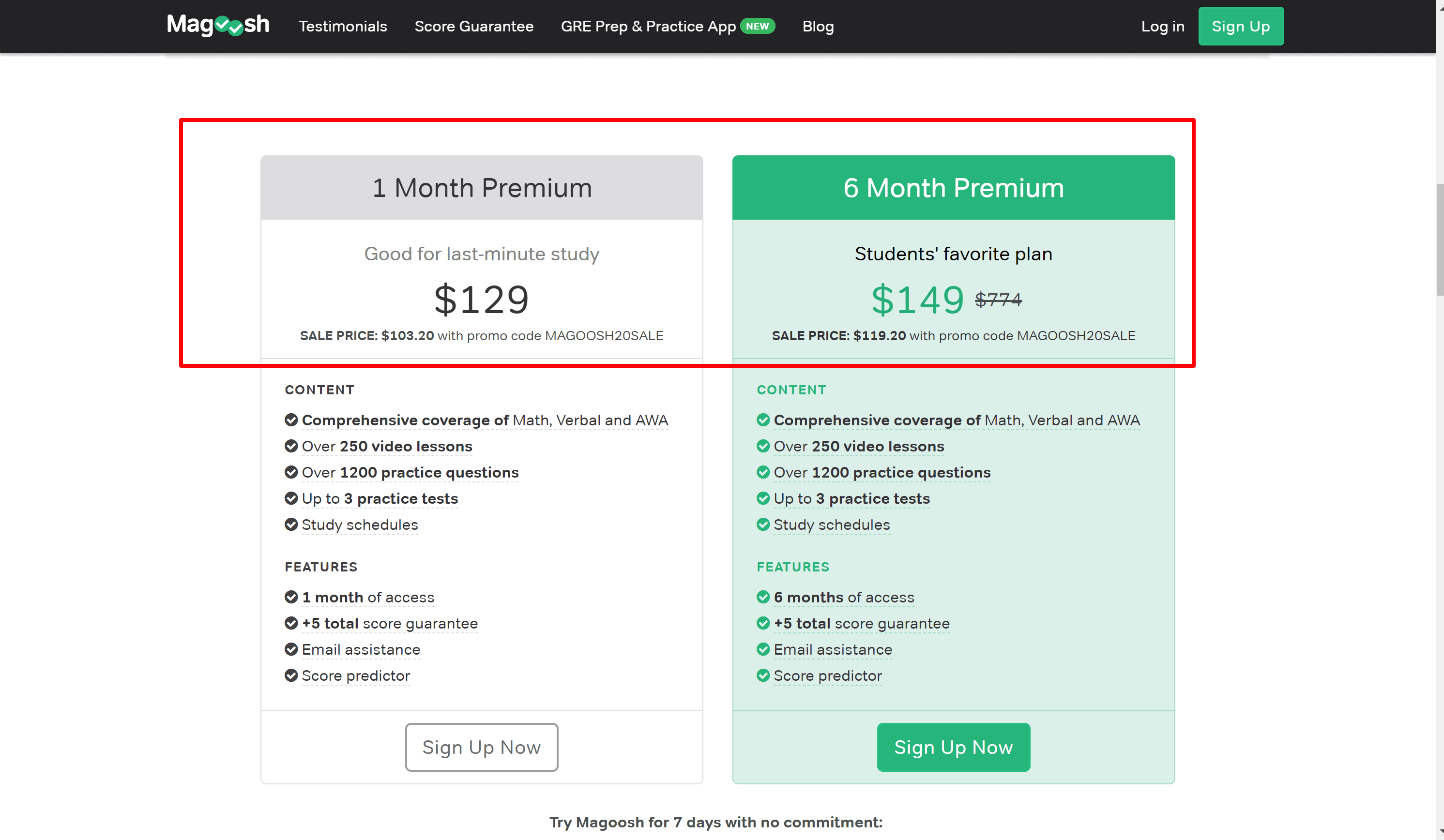 Magoosh Pricing