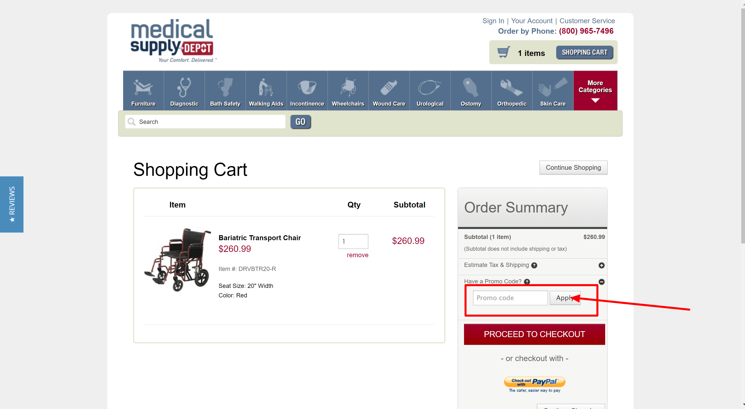 Medical supply depot coupon