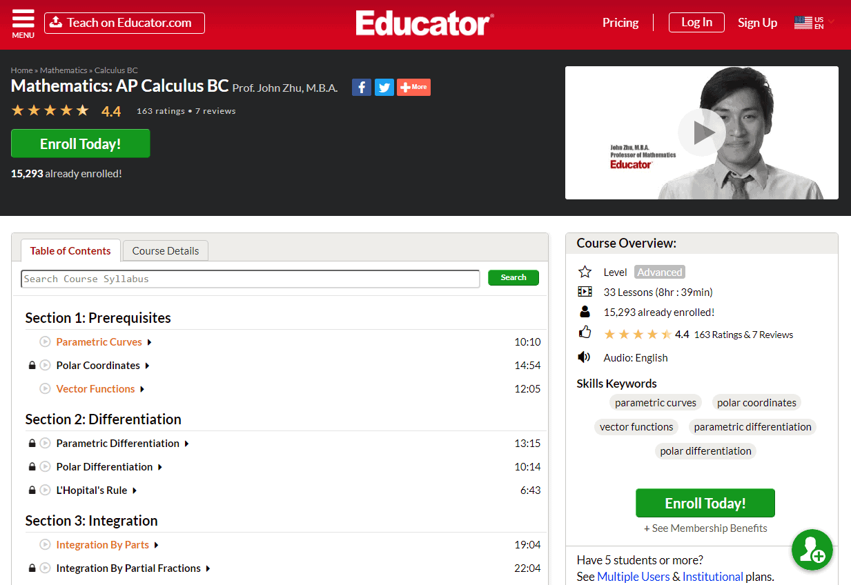 AP Calculus BC Mathematics - Educator