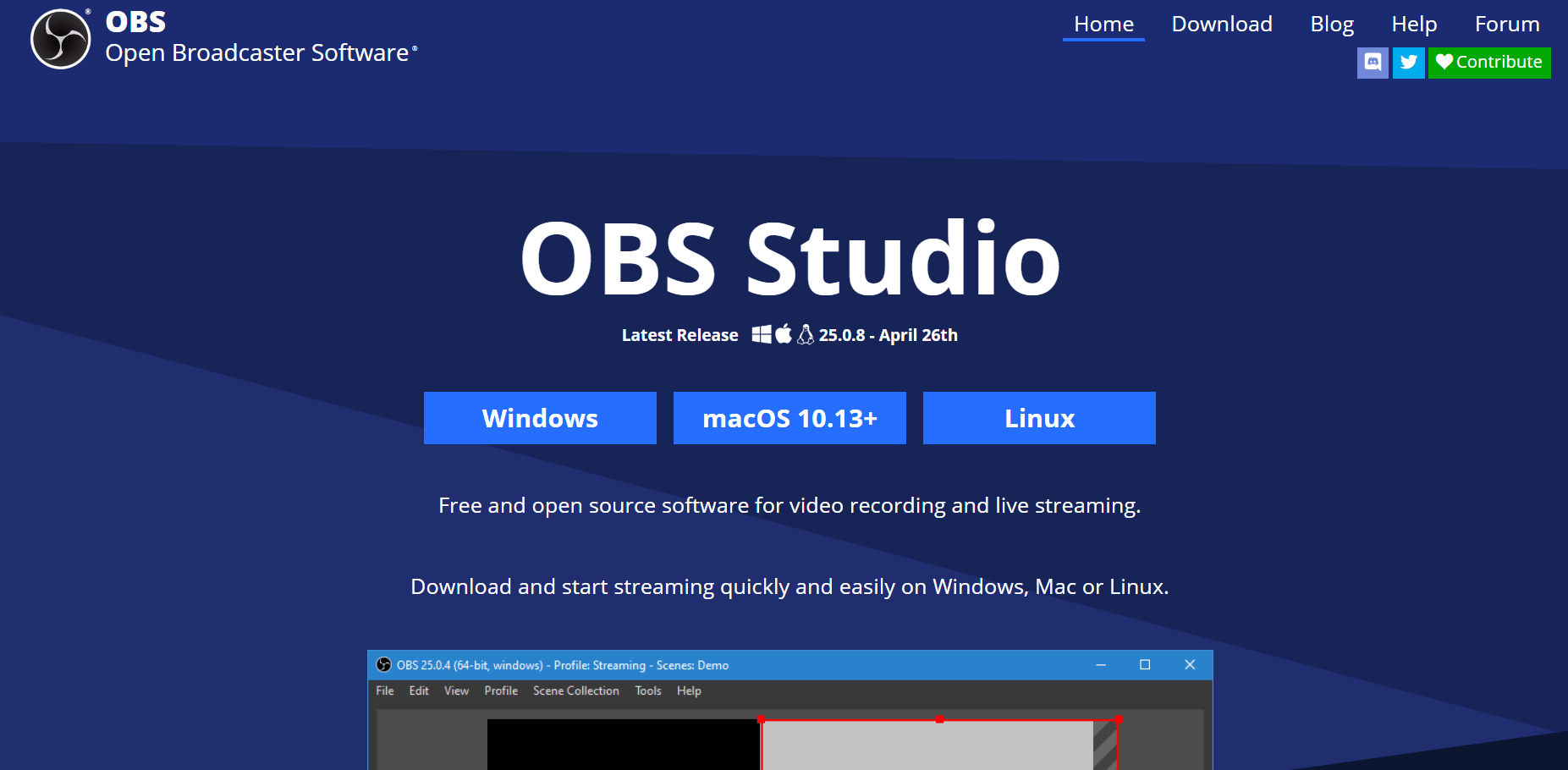 Open Broadcaster Software view