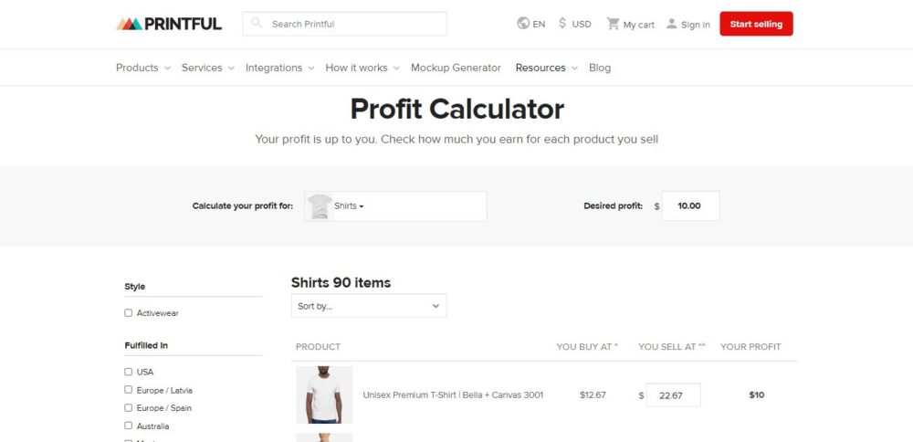 Printful Pricing