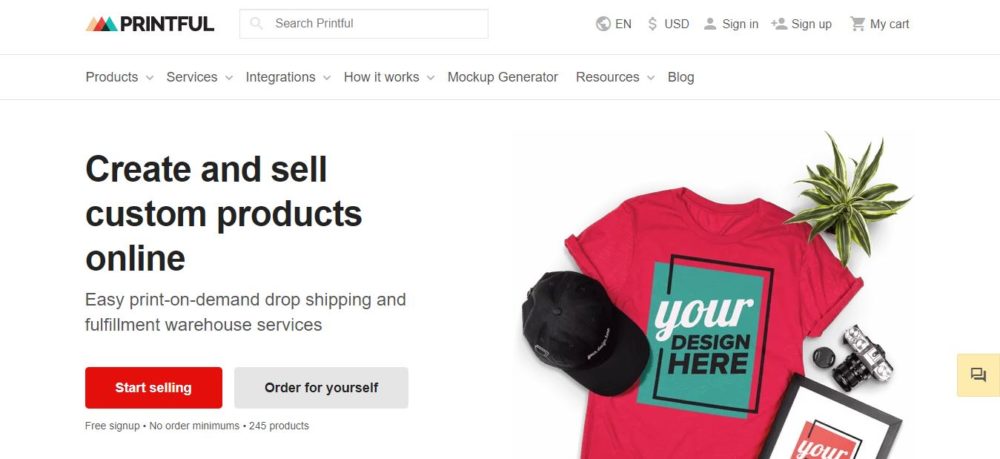 Printify vs Printful Printful Homepage