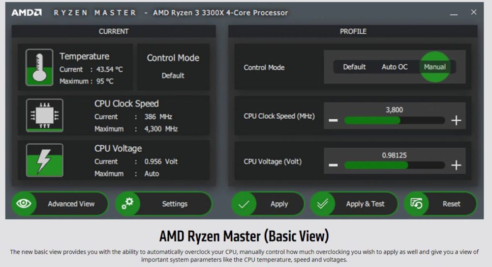 AMD Ryzen Master Basic View