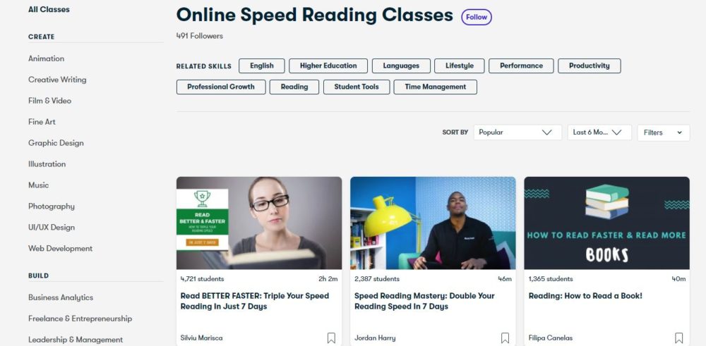 Skillshare Speed Reading Courses