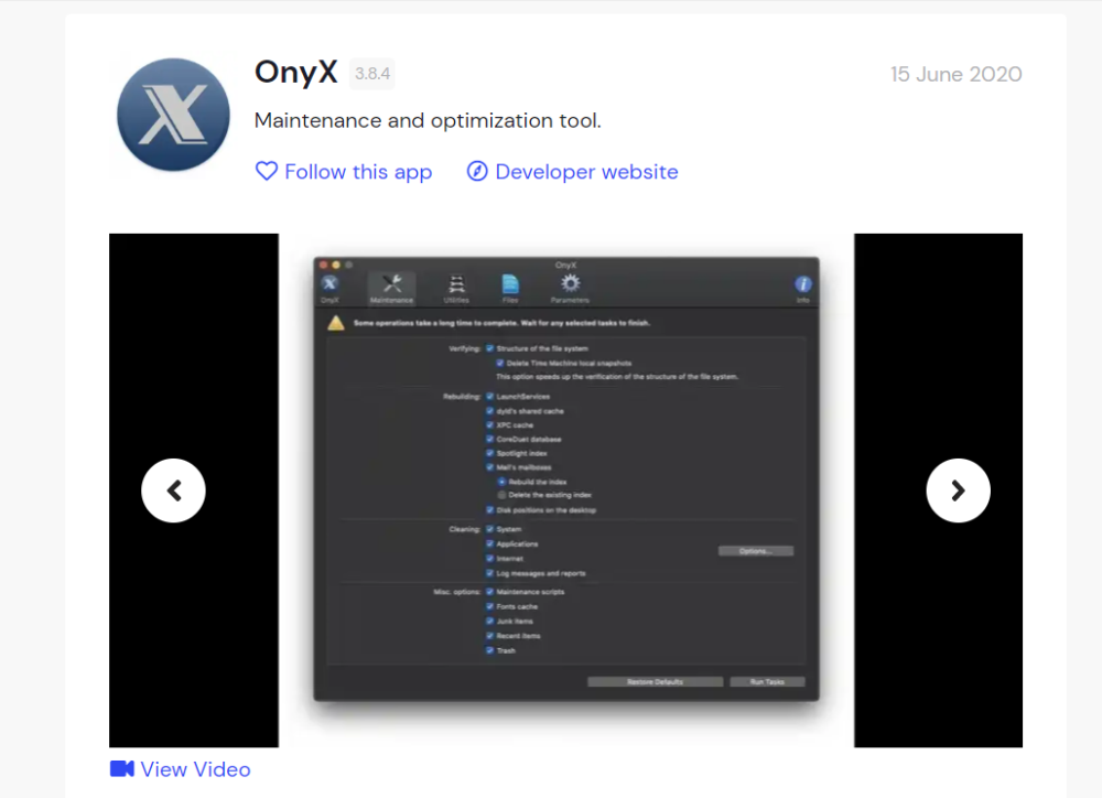 OnyX mac cleaner