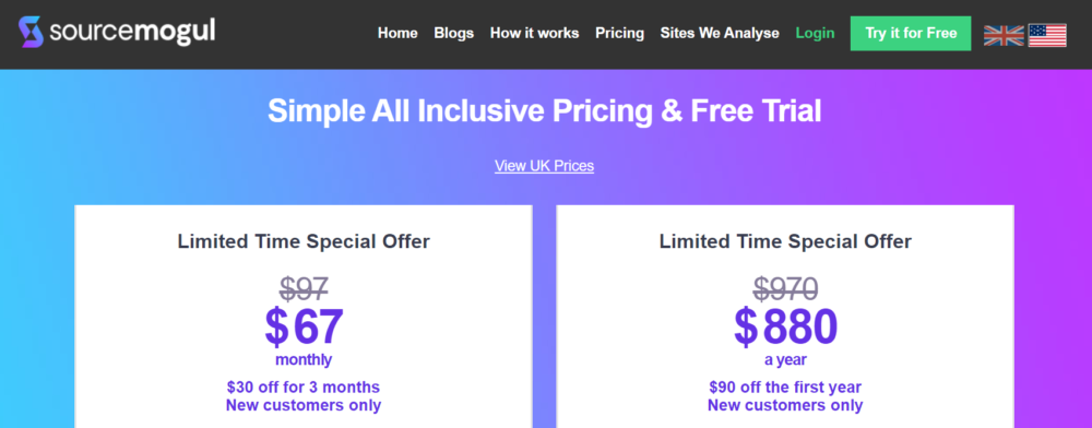 Pricing plans at source mogul