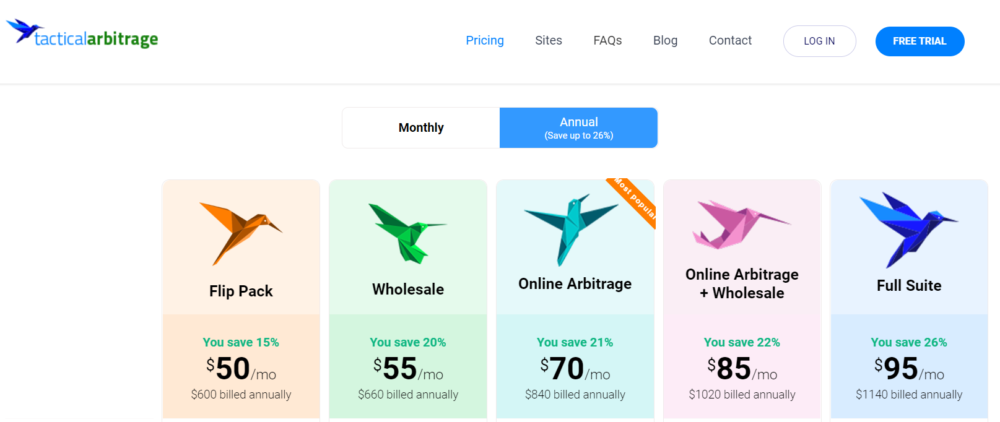 Pricing plans at Tactical arbitrage