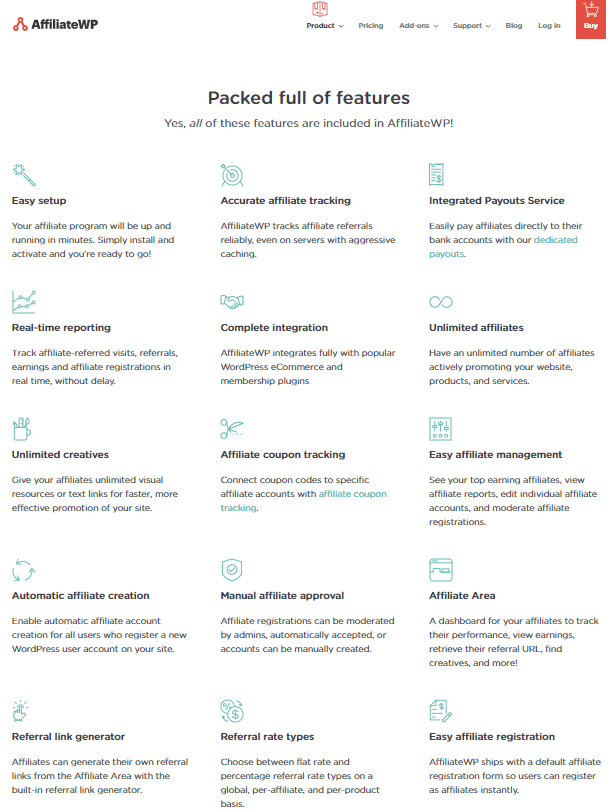 affiliatewp features