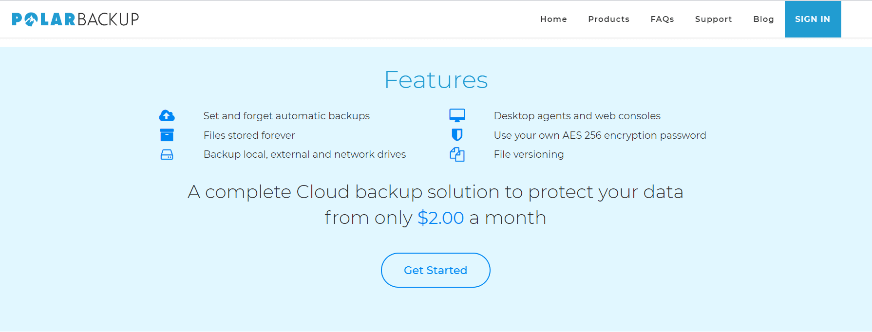 features of polarbackup 