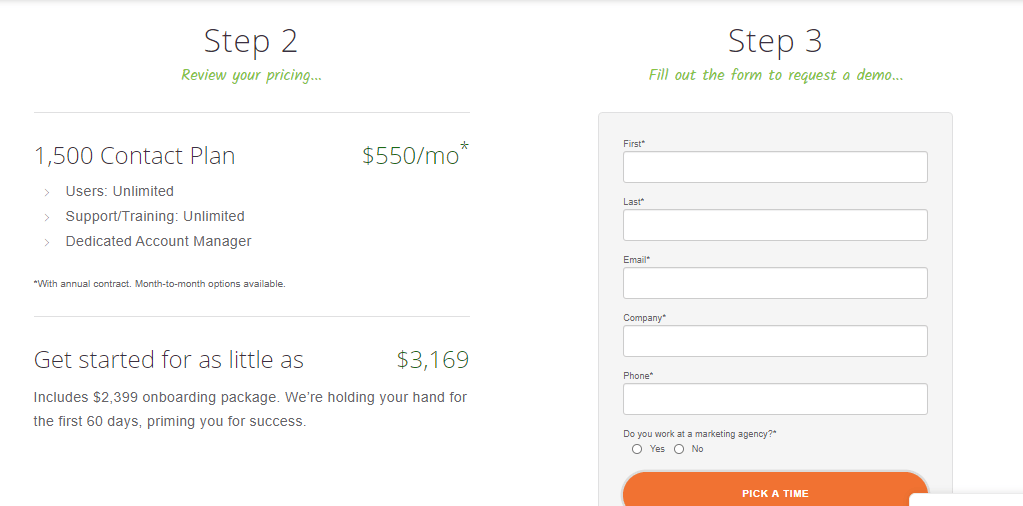 contact plan at sharespring