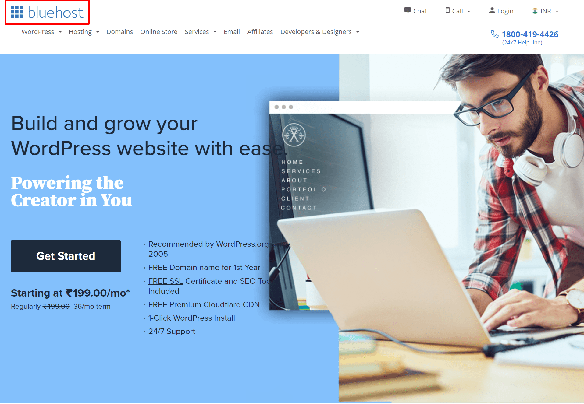 Bluehost Web托管域Bluehost印度