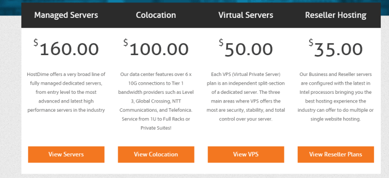 hostdime pricing plans