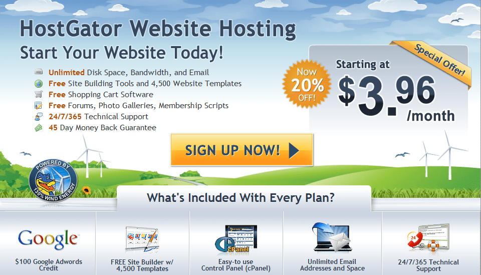 Hostgator 1 Cent Hosting -features