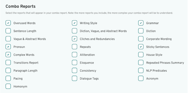 ProWritingAid Combo Reports