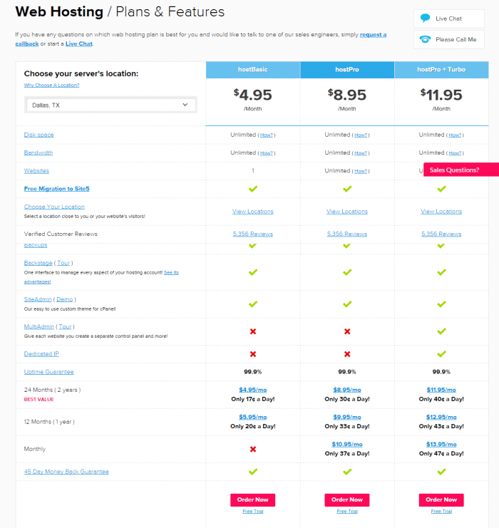 Site5 Hosting Coupon - plans