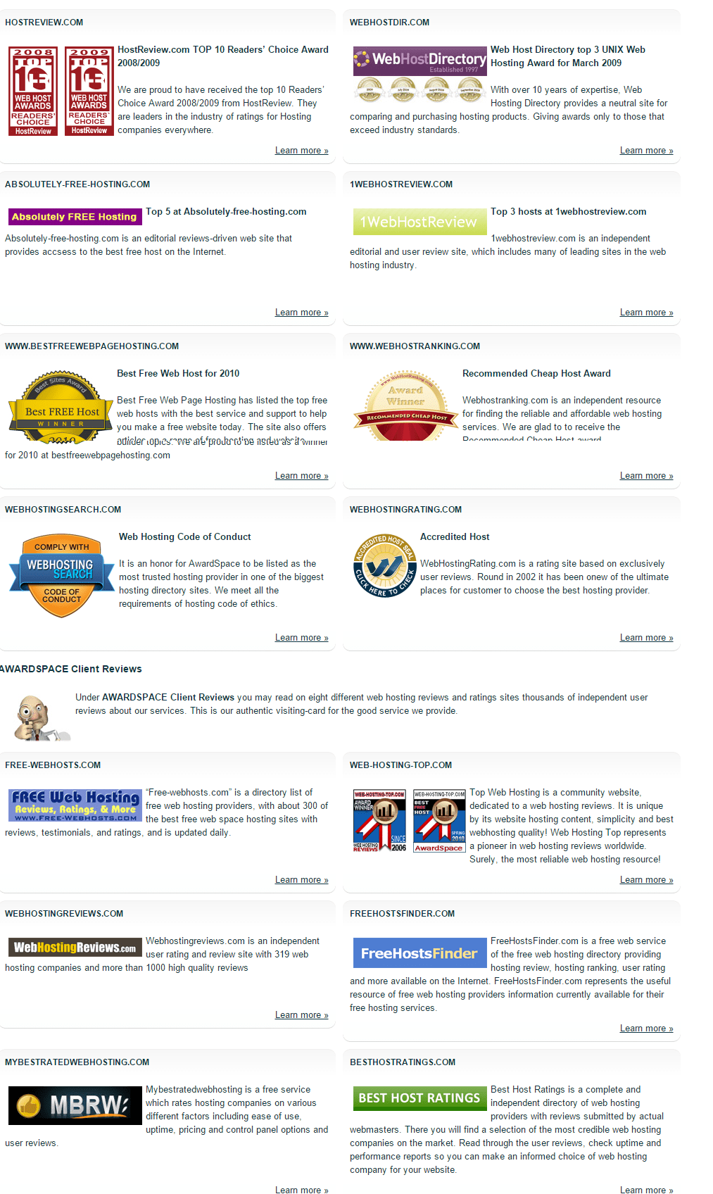 AwardSpace Coupon-testimonials