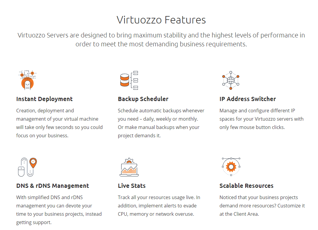 virtuozzo features