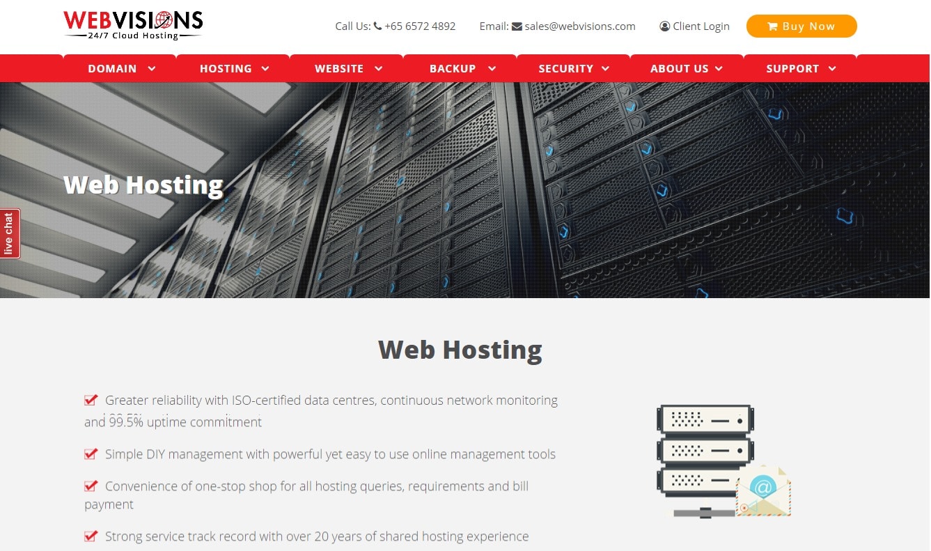 Web Hosting Service Providers In Singapore- webvisions