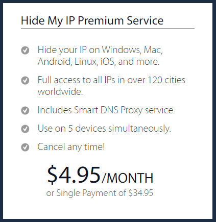Hide My IP Review - Prizing Plans