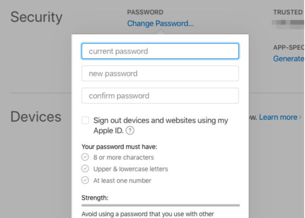 Create a New Apple ID Security