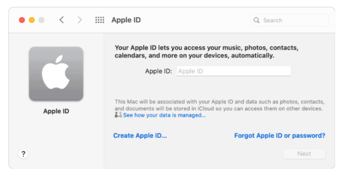 Create a New Apple ID Access