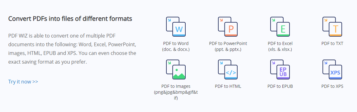 convert pdf to files of different formats