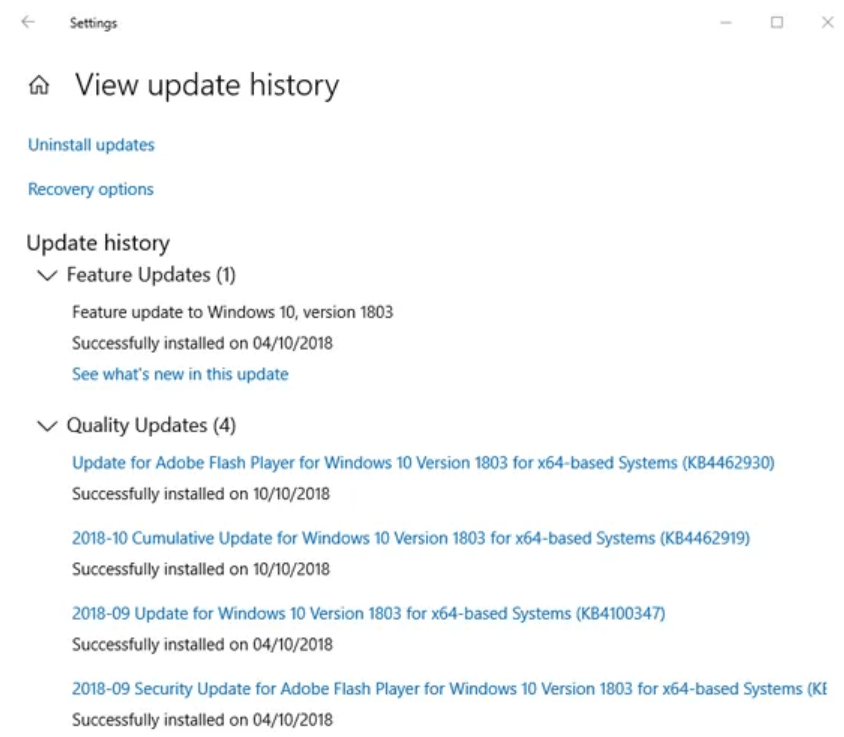 Fix Windows 10 Update History