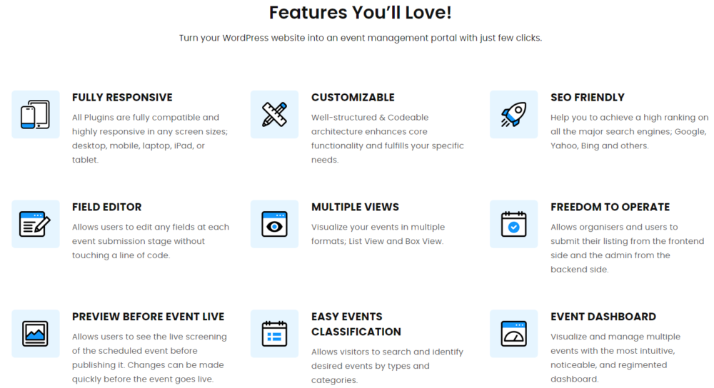 WP Event Manager Features