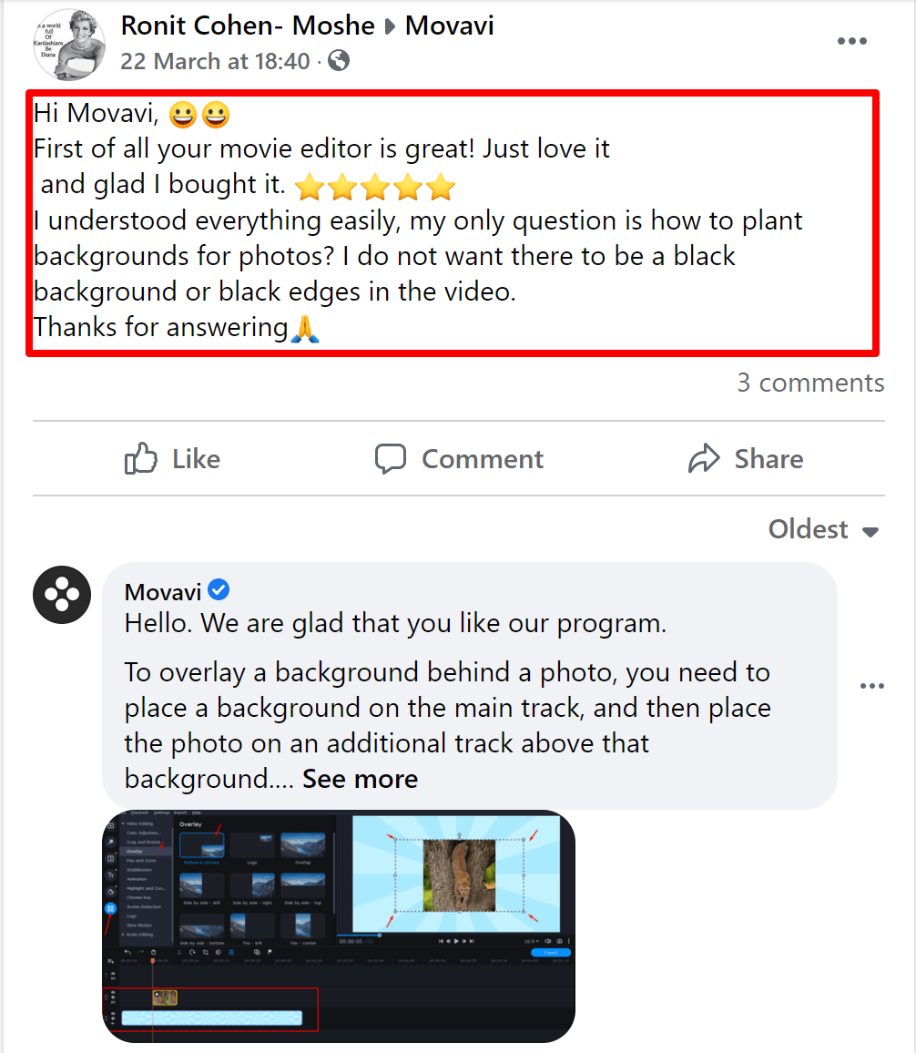 Movavi editor facebook reviews