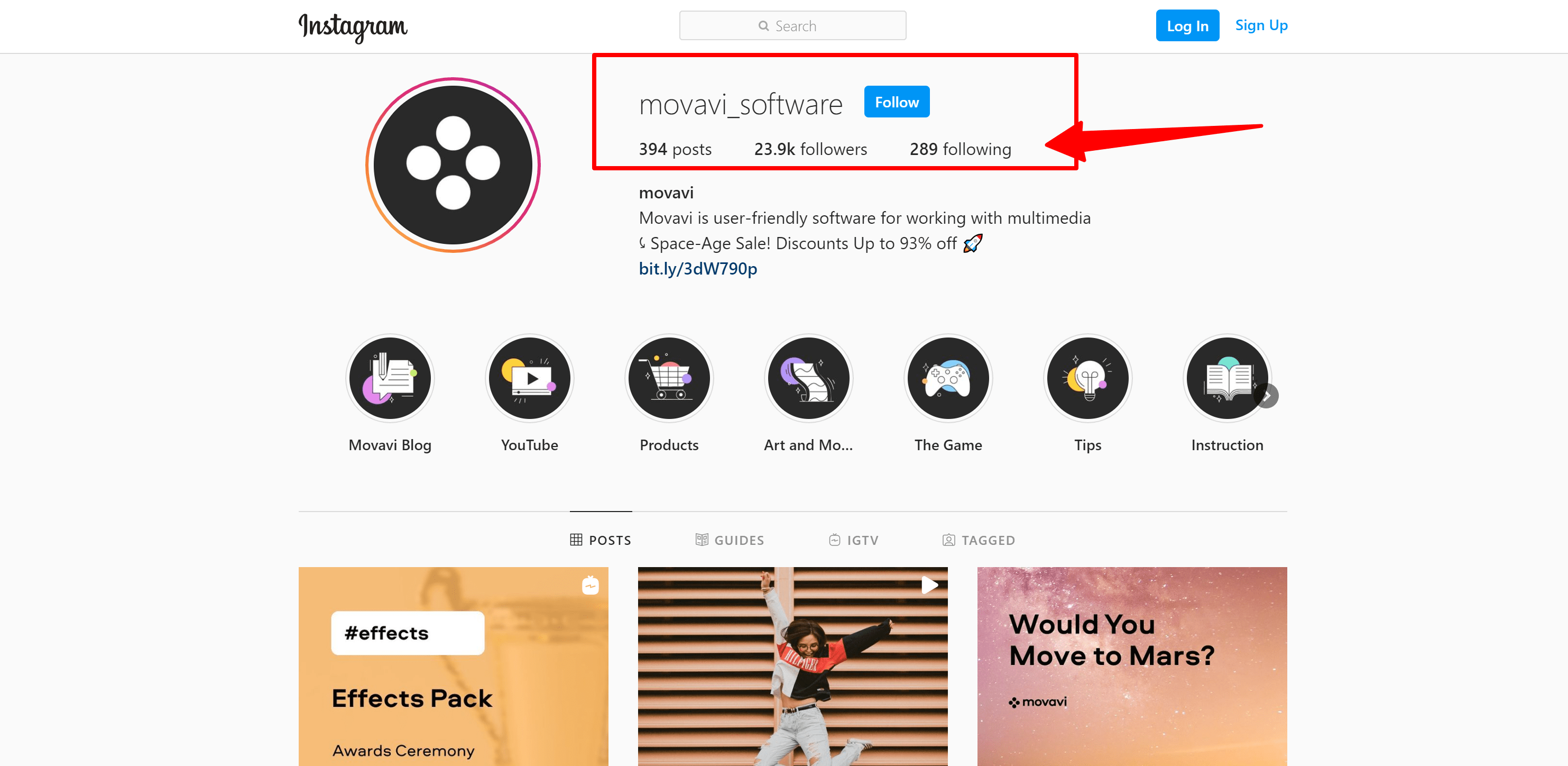 Movavi video editor on Instagram