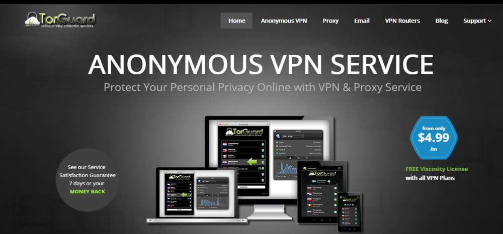 Servicio VPN anónimo TorGuard