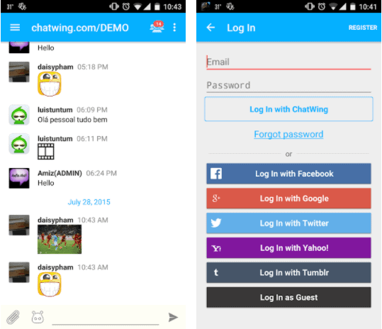 Chatwing Login