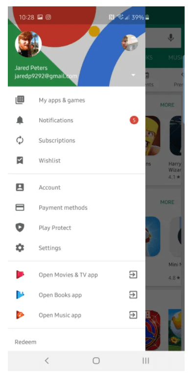 Update Google Play Store Goto setting
