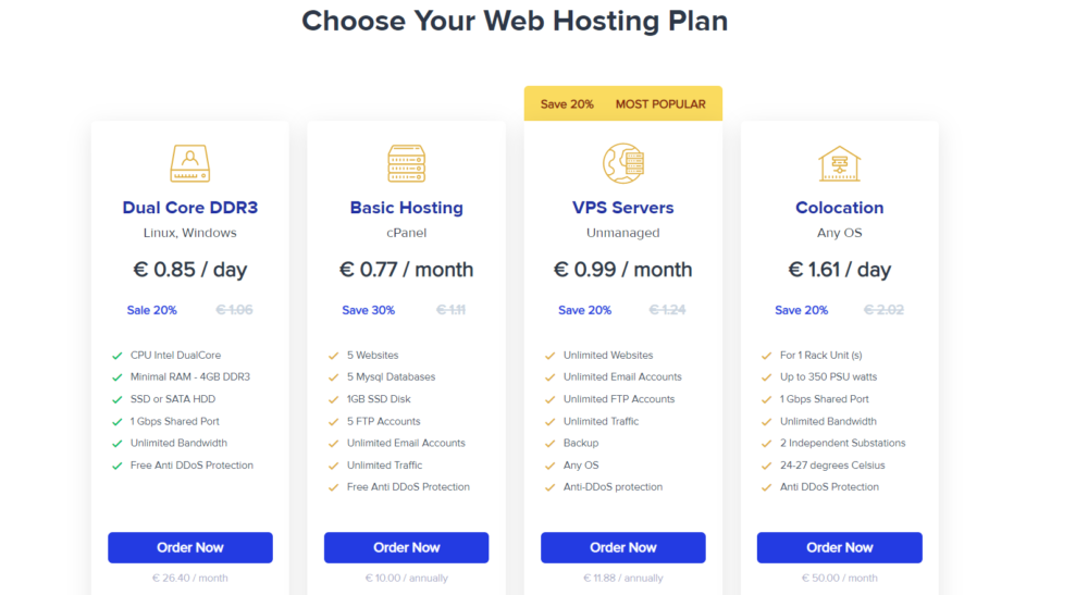 Alexhost Review - Pricing