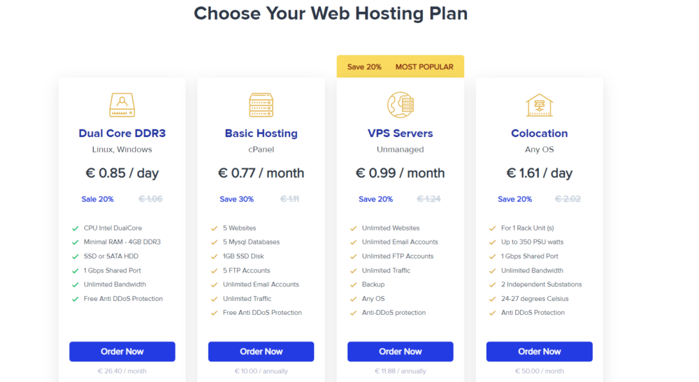 Alexhost-recensie - Prijzen