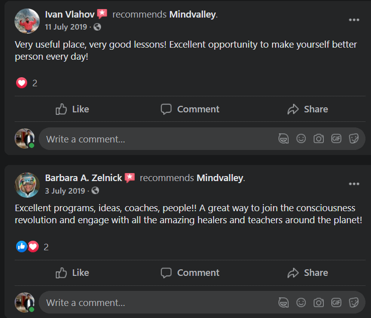MindValley Review - Facebook 