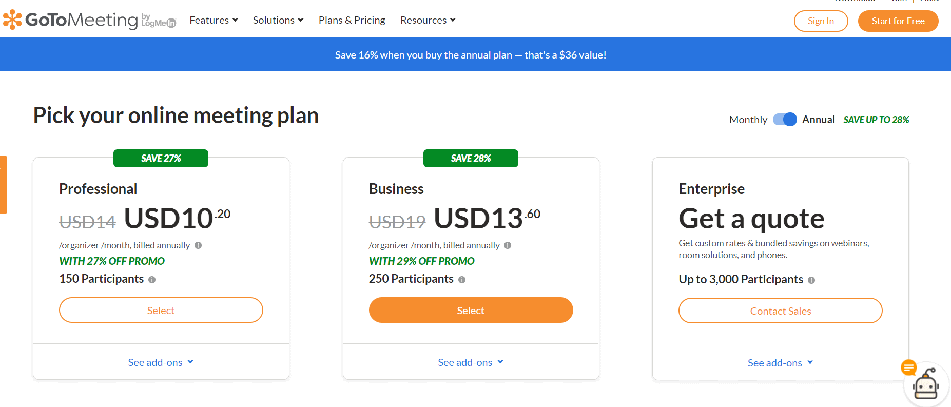 GotoMeeting Pricing Plan