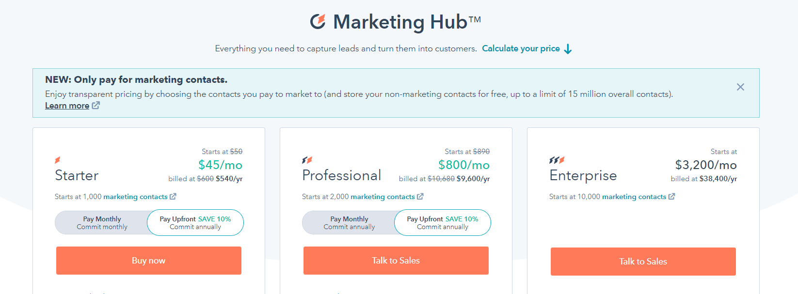 HUBSPOT pricing