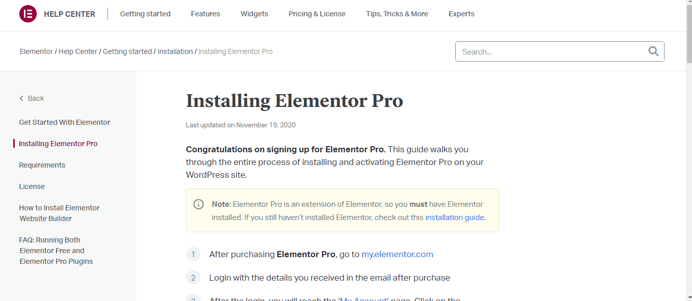 Installing Elementor Pro