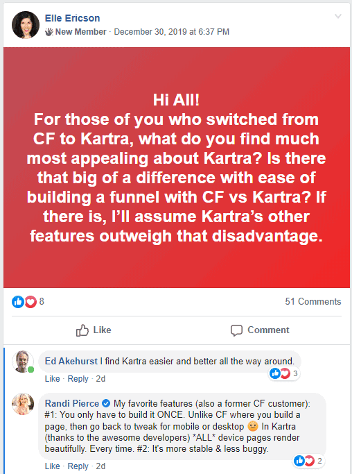 Kartra facebook posts- clickfunnels or kartra