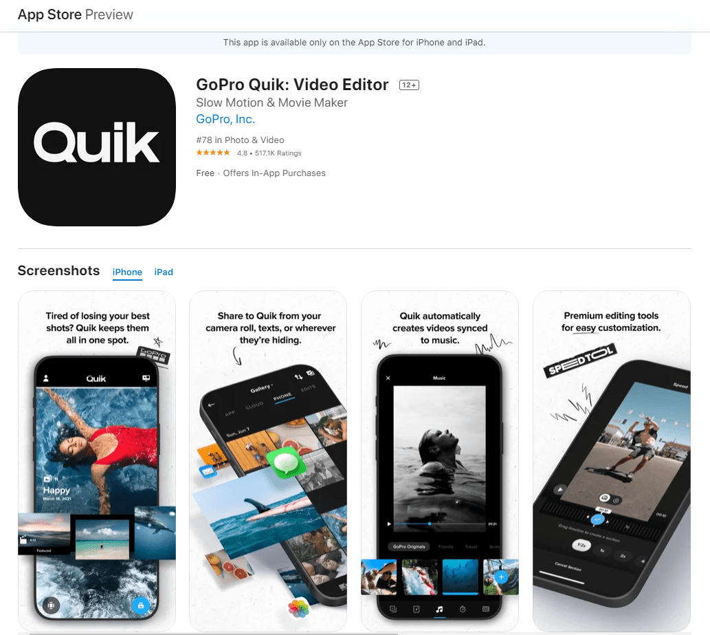 GoPro Quik- Video Editor – Best Instagram Post Apps