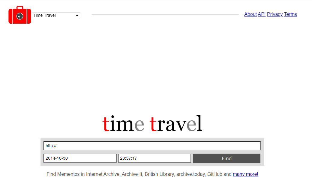 Time Travel - Wayback Machine Alternative